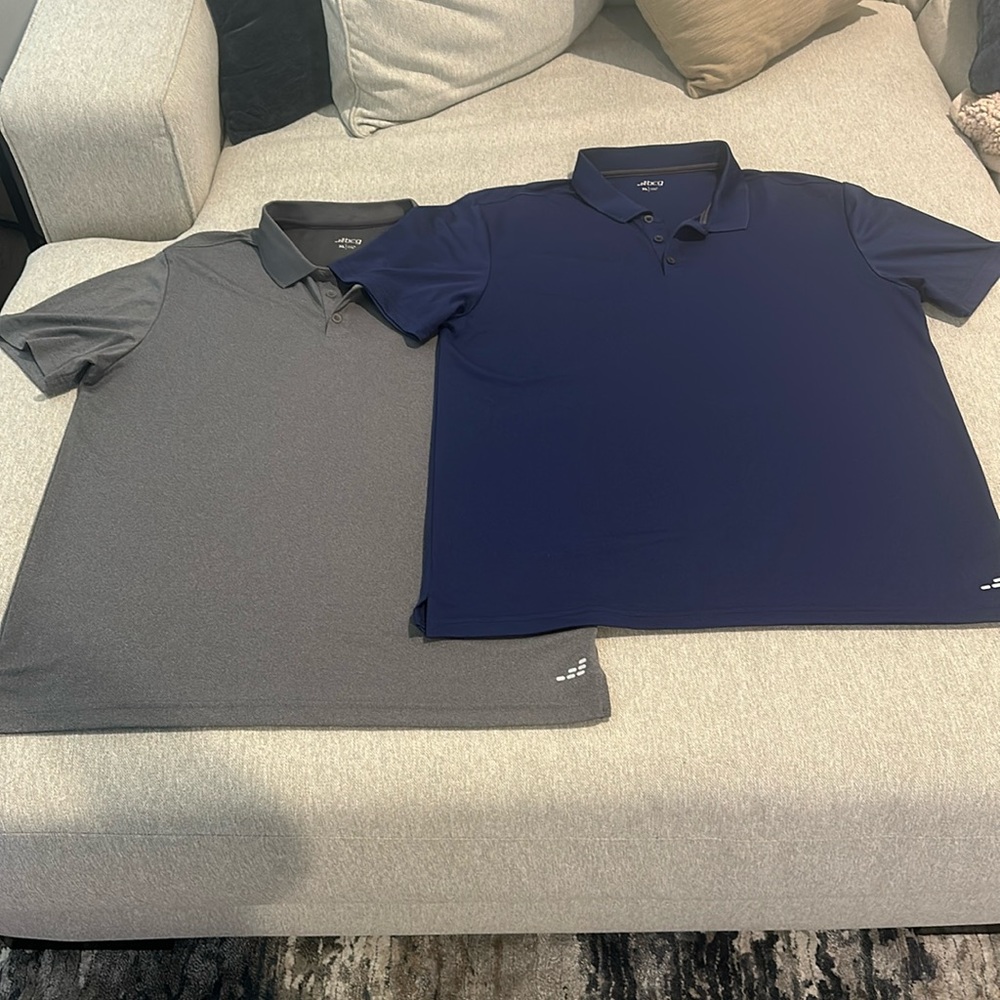 Two Pack BCG Short Sleeve Collared Polo Shirts Blue and Grey Size XL